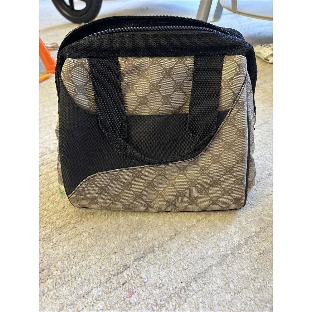 Fit & Fresh Insulated Lunch Tote Double Handle Zip Pocket Brown Black